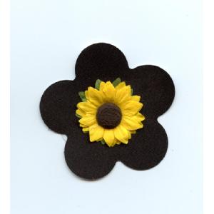 Black 5 Petals Nipple Cover with 3D Sun Flower Image