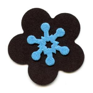 Black 5 Petals Nipple Cover with Glitter Flake Image