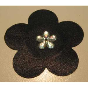 Black 5 Petals Nipple Cover with Flower Rhinestone Image