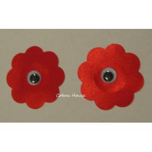 Red 8 Petals Nipple Cover with Wiggly Eyes Image