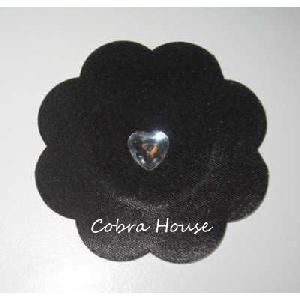 Black 8 Petals Nipple Cover with Heart Rhinestone Image