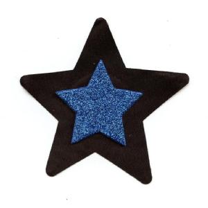 3D BLUE Glitter Star on Black Star Image