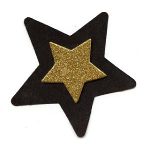 3D Gold Glitter Star on Black Star Pasties Image