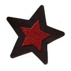 3D Red Glitter Star on Black Star Image