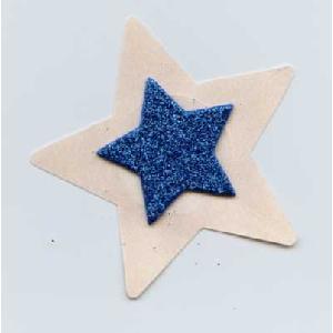 3D 1 1/2" Blue Glitter Star on Nude Star Image
