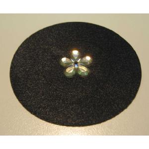 Black Round Nipple Cover with Flower Rhinestone Image