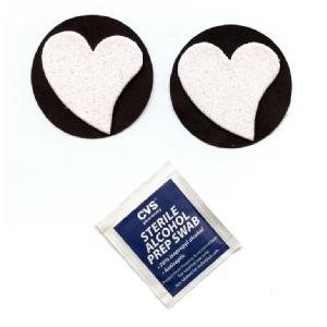 Glitter Heart on Black Round Pasties Image