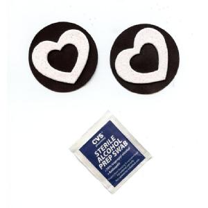 Glitter Heart on Black Round Pasties Image