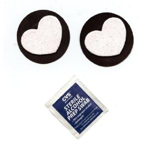 Glitter Heart on Black Round Pasties Image